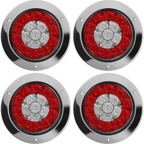 Lot de 4 feux stop/clignotants/feux arrière ronds de 10 cm (4 pouces) à 16 LED, 12-24 V (1/4)