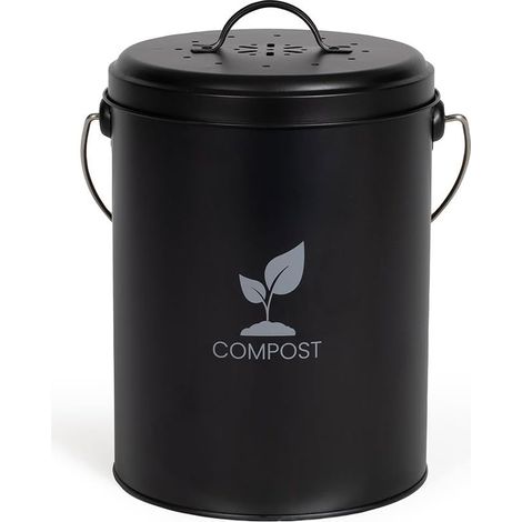 Seau À Compost De Cuisine 6l Noir - MES154N (1/4)