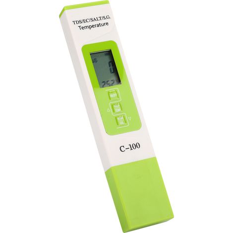 Stylo testeur de qualité d'eau de mer multifonctionnel C-100 (5 en 1) : salinité, TDS, conductivité électrique. (1/5)