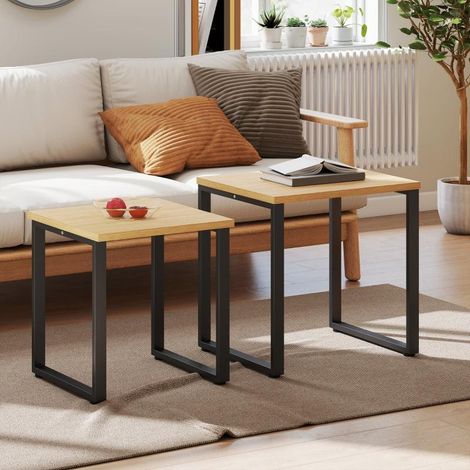Couchtisch 2er Set Wohnzimmertisch mit Metallrahmen für Wohnzimmer Natur, Modern Design, Wohnzimmer, Schlafzimmer (1/5)