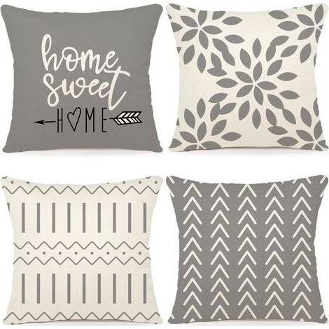 Lot de 4 Housse de Coussin Décoratif 45x45CM Canapé Taie d'oreiller Decoration Canapé Housses de Coussin en Lin d'extérieur Housse de Coussin Décoration pour Chambre, canapé, Chaise, Lit,45x45CM (1/5)