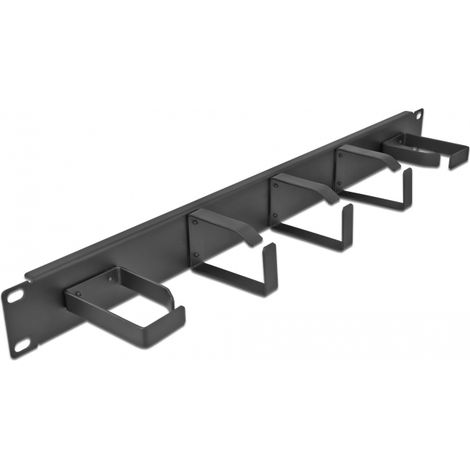 Delock Panel de gestiÃ³n de cables de 19 con 5 ganchos metÃ¡licos (2 x horizontal, 3 x vertical) 1U negro