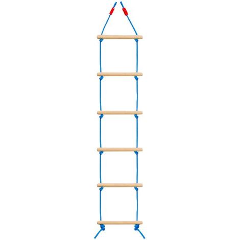 Leiter mit 6 Holzsprossen, 1,7 m, Kletterspielzeug für drinnen und draußen, max. 75 kg (1/5)