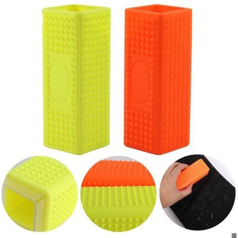 Brosse en silicone pour nettoyer les meubles et les tapis, les poils d'animaux et les canapés, jaune et orange (1/4)