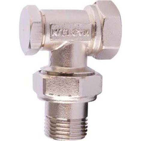 T de raccordement en laiton plaqué nickel pour radiateur et sèche-serviettes (1/4)