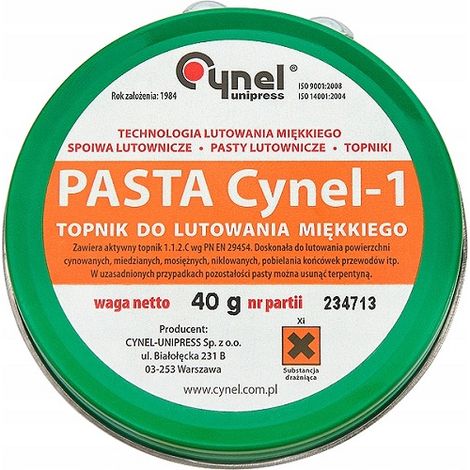 Cynel IN-AW-WG-80X-03-9-000-2 pasta de soldadura 40g, mejora la conductividad y facilita la soldadura en componentes electrónicos y eléctricos