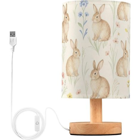 Lampe de table pour chambre à coucher avec motif lapins mignons (1/5)