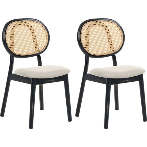 Set mit 2 Stühlen GAVIOTA Holz Schwarz / Beige (1/5)