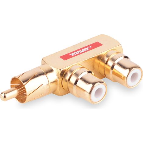 Adaptador angular, conector RCA cinch - 2 tomas RCA cinch, vitalco (1/4)