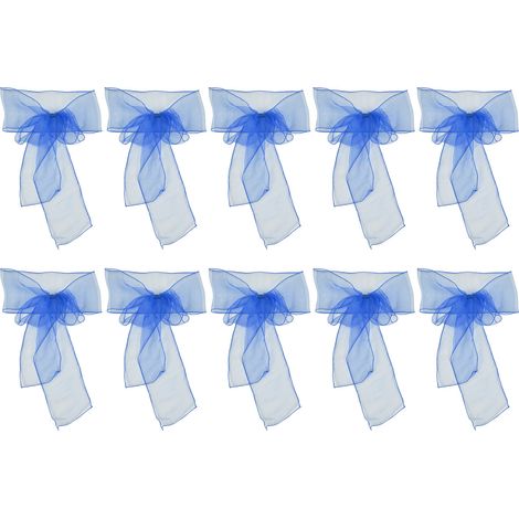 10 Stuhlschleifen aus Organza, elegante Zierschleifen für Hochzeiten und Veranstaltungen – Königsblau (1/5)