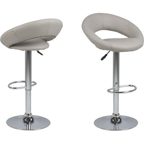 Plus Barhocker in taupe Kunstleder mit Chrom Fuss und Gasdruckfeder.