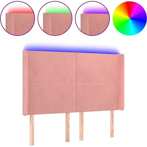 Maison Exclusive - Cabecero con LED de terciopelo rosa 147x16x118 (1/5)