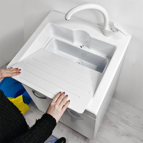 Mobile lavanderia con lavabo lavatoio Zeus in ABS doppio uso 60x50 (1/5)