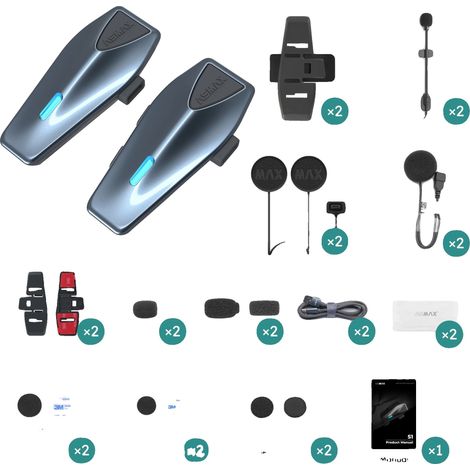 Casco protector, conectividad Bluetooth, diseño impermeable, S1 2PCS (1/2)