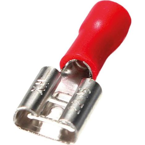 Terminal aislado enchufable hembra plano 3,8/1,5mm Rojo 50 uds (1/2)