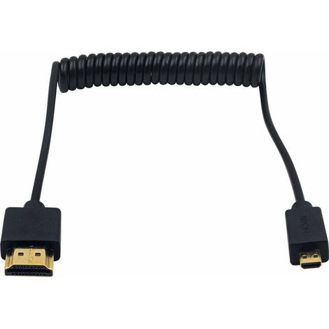 Cable Micro HDMI a HDMI, cable HDMI a Micro HDMI en espiral, cable Micro HDMI macho a HDMI macho ultrafino y flexible para 1080p, 4K, Ultra HD, 3D, Ethernet (1,2 m) (1/5)