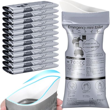 12 Pieces Disposable Urine Bag, 700 ml Travel Urinal Bag, Urine Bags, Car Pee Bag for Men, Women, Patient, Children, Travel, Car, Camping, Long Trip (1/5)