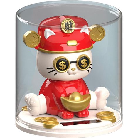 Ornement de chat Solar, statue de chats de tableau de bord de voiture Ornements de table de chat chanceux décoratifs pour garçons filles adultes (1/5)