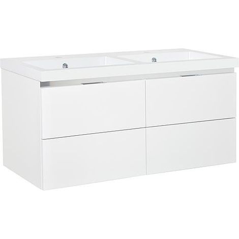 Meuble sous-vasque + vasque en fonte minérale EPIC blanc mat 4 tiroirs 1210x580x510mm (1/4)