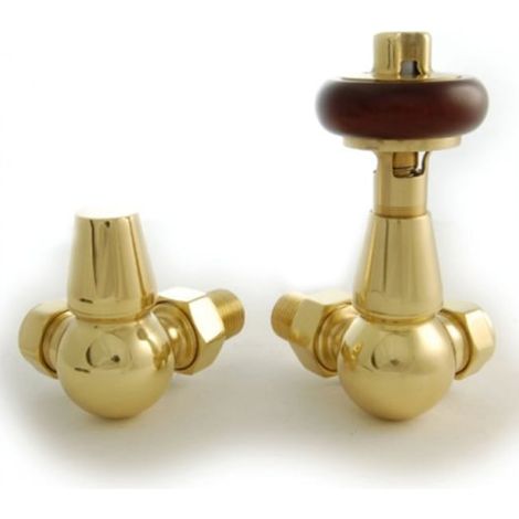 West Eton Traditional Corner Manual Radiator Valve and Lockshield - Brass (1/5)