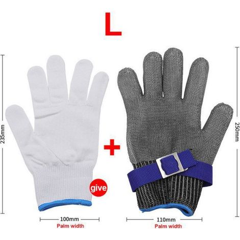 1 Gant maille métallique,Acier inoxydable,Résistant coupures niveau 5,Flexible,Découpe viande et bois (1/4)