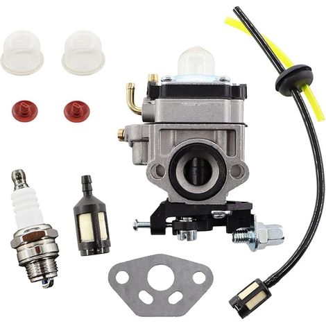 Carburateur avec bougie d'allumage Filtre à essence Kit de tuyau d'essence pour AL-KO Alko BC260 B, BC410, BC4535, BC4125, FRS 410, FRS 4125 débroussailleuse (1/5)