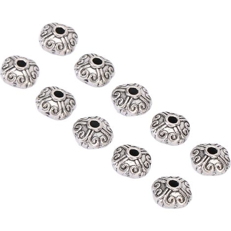 50 perles à barbe vikings en alliage argenté, élégantes et en forme de cœur, pour la création de bijoux vintage et la décoration de cheveux. (1/5)