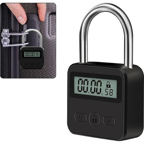 Intelligentes Zeitschloss mit LCD-Bildschirm, USB-wiederaufladbares Sicherheitsschloss, Synchronisationsschloss, Timer-Vorhängeschloss zur Verhinderung schlechter Gewohnheiten (1/5)