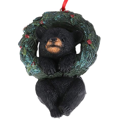 Guirlande Florale Ornement Renard Noir Hérisson Décoration Sapin de Noël Résine Cadeau Fête (1/2)