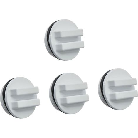 Juego de 4 tapones para congelador de piscina, tapón de desagüe de suelo y tapón de filtro en plástico blanco. (1/5)