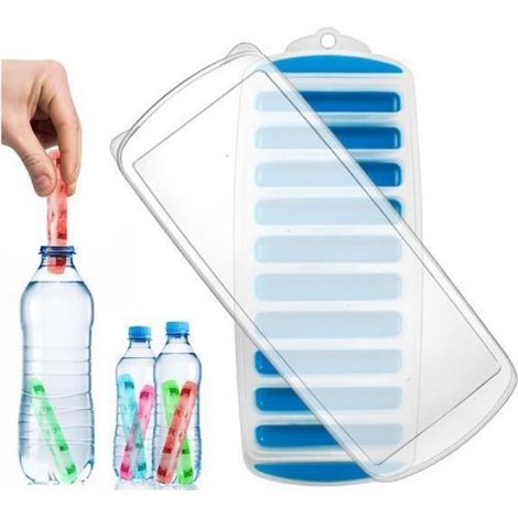 Bac à Glaçons - Silicone - 1 Bac - Couvercle - 10 Glaçons - 9.5 cm de Longueur BAC A GLACON (1/4)