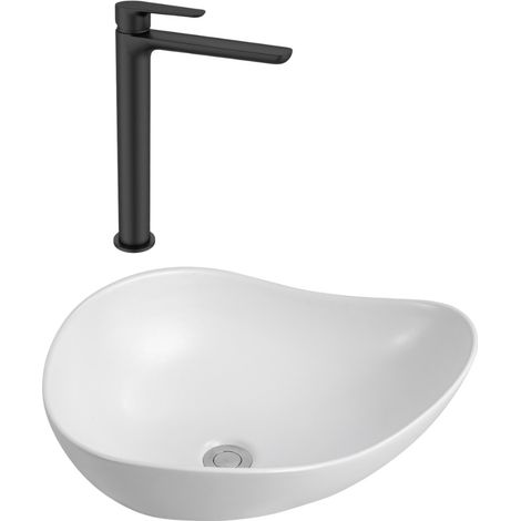 PixL 51x38x19 cm lavabo sobre encimera + SAT Mood grifo de lavabo XL + Ceramia PixL válvula de desagüe (CEPX505WMSAT285C) (1/5)
