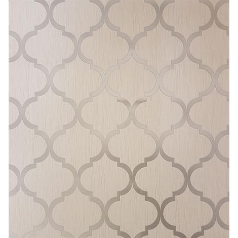 Glitter Trellis Wallpaper Ivory Gold Metallic Sparkle Geometric Debona Crystal (1/4)