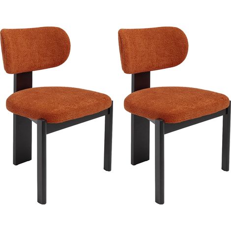 Sedia in tessuto bouclette e legno di hevea nero - Terracotta - Lotto di 2 - WILANA (1/5)