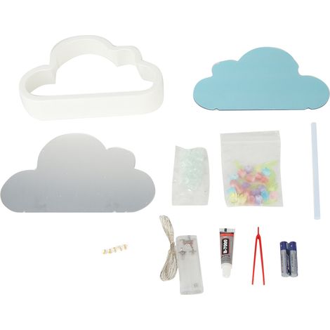 Ortviai Lampe de nuit tulipe nuage DIY avec miroir et décoration florale colorée – 20 fleurs + accessoires inclus (1/5)