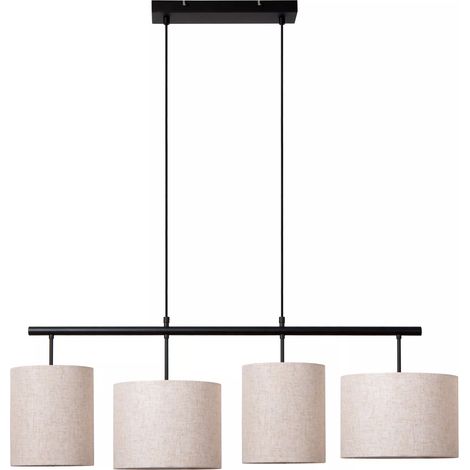 Suspension abat-jour tissu MAYA crème/noir 4xE27 Lucide (1/5)