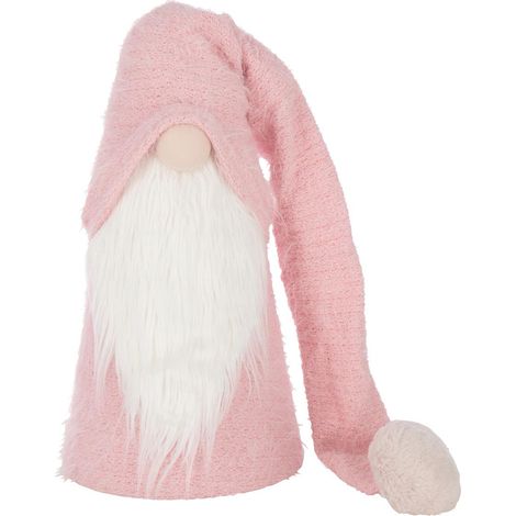 Père-Noël Gnome Déco "Hiver" 60cm Rose Clair