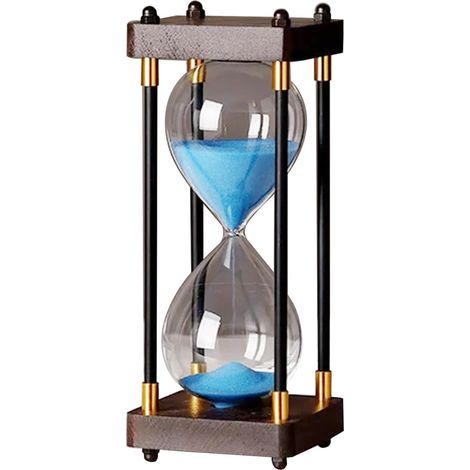 Grand sablier 60 minutes, sablier en bois, décoration en verre arc-en-ciel, cadeau pour la maison, le bureau, la décoration de mariage (bleu)
