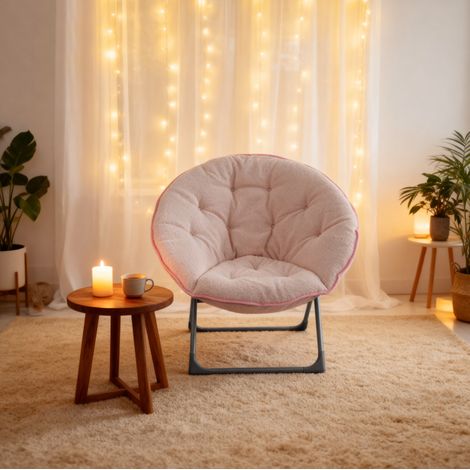 Sedia pieghevole per camera da letto, dormitorio e appartamento, in tessuto, rosa (1/5)