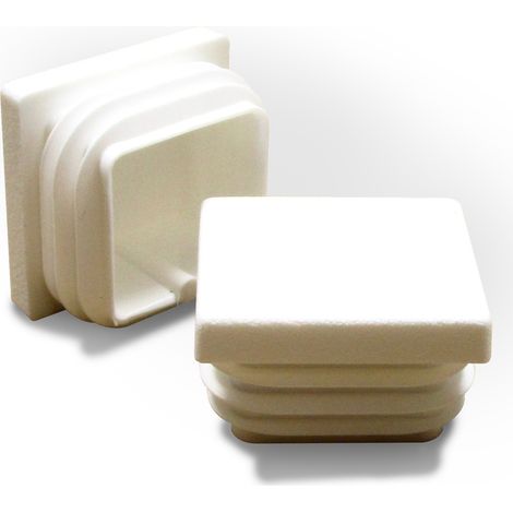 Ajile - Embout Carré à Ailettes en Plastique BLANC pour Pied Tube de Chaise et Table de Dimension EXTÉRIEURE 70x70 mm