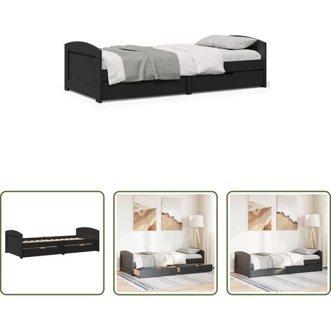vidaXL Schubladenbett -  Tagesbett mit 2 Schubladen ohne Matratze IRUN Schwarz 90x200cm (1/5)