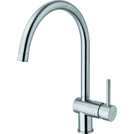 Miscelatore monocomando per lavello con canna orientabile Steel Looking Paffoni serie Light LIG280ST Ottone - Steel looking (1/2)