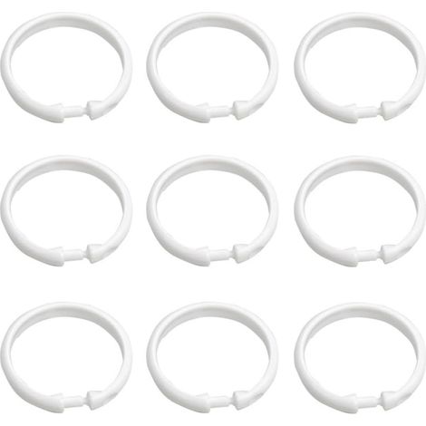 24pièces Crochets Rideaux Douche Blancs Plastique Antirouille Supports Anneaux Glissants pour Salle Bain Vestiaire (1/5)