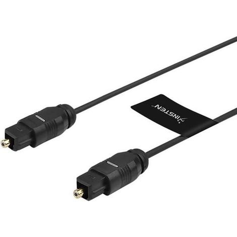 Câble Optique Audio Toslink 3m - INSTEN - Noir - Fibre Optique - Serre-câble - Bouts Polis - Virole Plaquée Or (1/2)