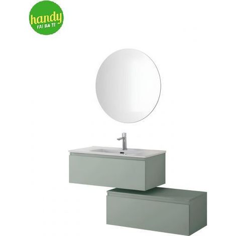 Composizione bagno sospesa separata Light Feridras 90 cm verde (1/5)