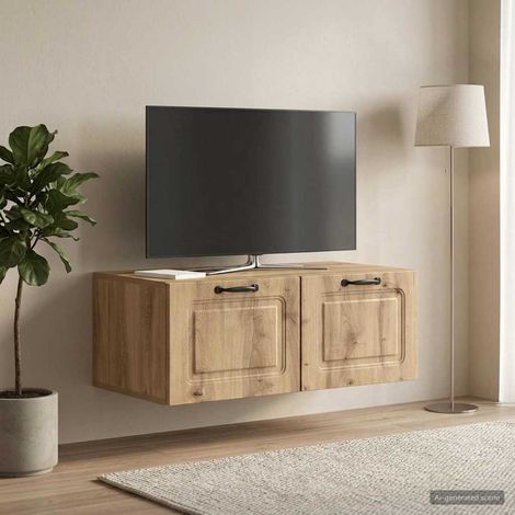 Meuble TV mural avec rangements, bois d’ingénierie, chêne artisanal, 78,5 x 41 x 30 cm - PANGIVO (1/5)