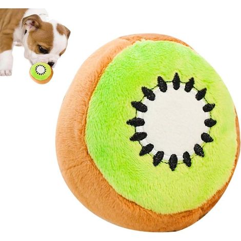 Un chien en peluche en forme de fruit qui couine un jouet anti-stress et nettoyant pour les dents des chiots. (1/5)