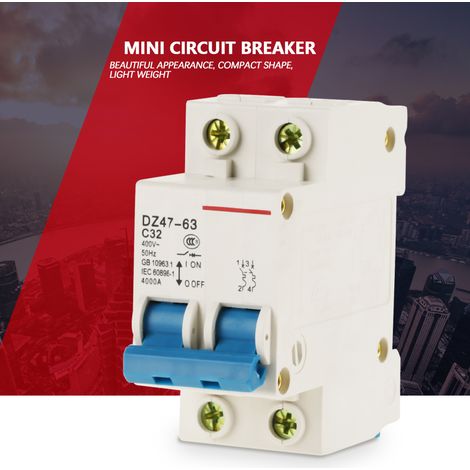 Disjoncteur miniature 2P 32A 400V pour système de distribution d'éclairage