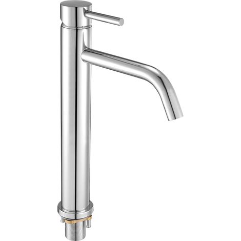 Robinet d'évier à poignée unique, mitigeur de cuisine à arc élevé, robinets d'eau à 1 ou 3 trous avec bonde à bouton-poussoir, pour salle de bain, camping-car, évier de bar, toilettes publiques (1/5)