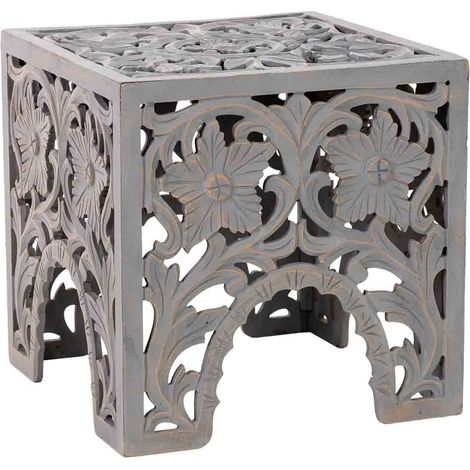 Mesa de centro de madera artesanal blanco 45x45x45 (1/5)